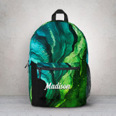 シックガーリーフェイクグリッター大理石アートモノグラム プリントバックパック