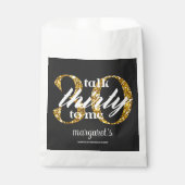 シックガーリーブラック金ゴールドグリッター30th誕生日パーティー フェイバーバッグ (正面)