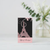 シックガーリーブラック&ピンクパリエッフェルタワー 名刺 (スタンド正面)