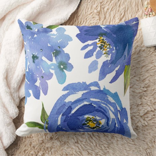 シックガーリーブルーフローラ牡丹アジサイ クッション (ブランケット)