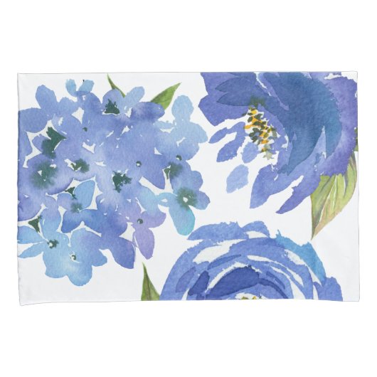 シックガーリーブルーフローラ牡丹アジサイ 枕カバー (正面右)