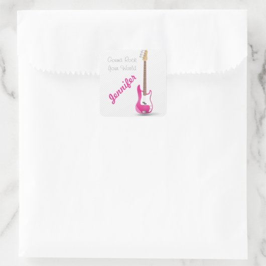 シックガーリーホットピンクエレキギターホワイトストライプズ スクエアシール (バッグ)