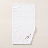 シックガーリーホワイト金ゴールドスクリプトモノグラムタイポグラフィ バスタオルセット (ハンドタオル)