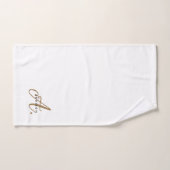 シックガーリーホワイト金ゴールドスクリプトモノグラムタイポグラフィ バスタオルセット (ハンドタオル)