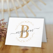 シックガーリーホワイト金ゴールド名スクリプモダントモノグラム サンキューカード