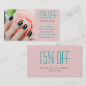 シックガーリーマエレガントニキュア爪、 ネイルネイルサロン 割引カード (正面/裏面)