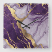 シックガーリーミニマリストスカンジナビア紫大理石 スクエア壁時計 (正面)