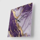 シックガーリーミニマリストスカンジナビア紫大理石 スクエア壁時計 (傾斜)