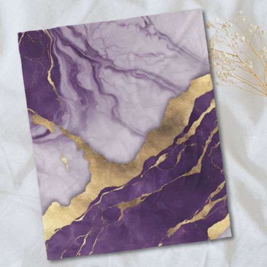 シックガーリーミニマリストスカンジナビア紫大理石 フリースブランケット