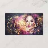 シックガーリーメイクアップアーティストピンクモダン金ゴールドスクリプト 名刺 (正面)