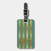 シックガーリーモダンでキラキラした猫 – ストライプ ラゲッジタグ (正面縦)