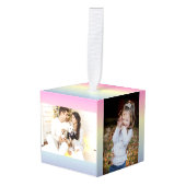 シックガーリーユニコーンピンク紫パステル虹 キューブオーナメント (正面アングル)