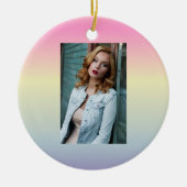 シックガーリーユニコーンピンク紫パステル虹 セラミックオーナメント (正面)