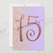 シックガーリーラベンダー金ゴールドグリッターキンセグラデーションーニェラ 招待状 (裏面)