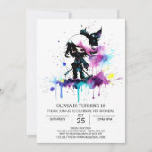 シックガーリーリトル忍者誕生日 招待状 (正面)