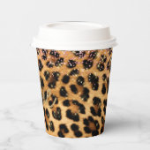 シックガーリーレオパードピンク金ゴールドグリッターラブ 紙コップ (左)