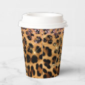 シックガーリーレオパードピンク金ゴールドグリッターラブ 紙コップ (右)
