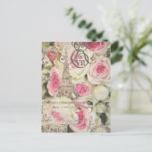 シックガーリーレトロファッションパリエッフェルタワー ポストカード (スタンド正面)