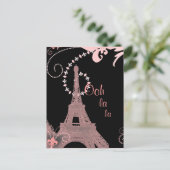 シックガーリーレトロファッションパリエッフェルタワー ポストカード (スタンド正面)