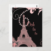シックガーリーレトロファッションパリエッフェルタワー ポストカード (正面/裏面)