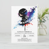 シックガーリー忍者編集可能誕生日 招待状 (スタンド正面)