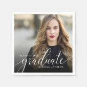 シックガーリー手文字の写真卒業 スタンダードカクテルナプキン (正面)