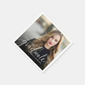 シックガーリー手文字の写真卒業 スタンダードカクテルナプキン (角)