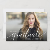 シックガーリー手文字の写真卒業 招待状 (正面)