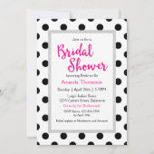 シックガーリー水玉模様とホットピンクブライダルシャワー 招待状 (正面)