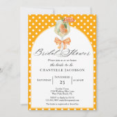 シックガーリー水玉模様オレンジバブリーブライダルシャワー 招待状 (正面)