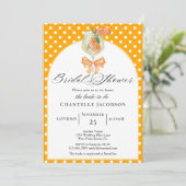 シックガーリー水玉模様オレンジバブリーブライダルシャワー 招待状 (スタンド正面)
