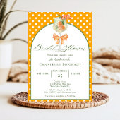 シックガーリー水玉模様オレンジバブリーブライダルシャワー 招待状