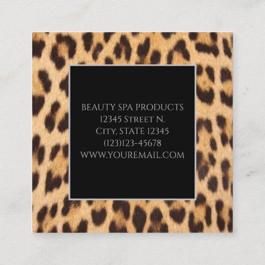 シックガーリー美しいヘアサロンスパレオパード印刷 スクエア名刺 (裏面)