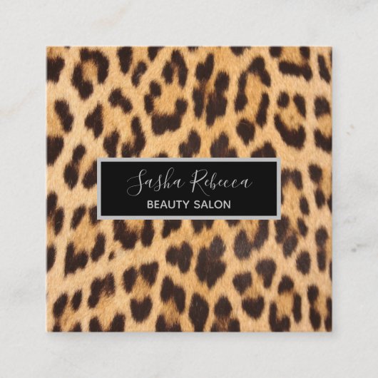 シックガーリー美しいヘアサロンスパレオパード印刷 スクエア名刺 (正面)