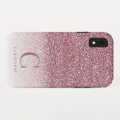 シックガーリー赤面ピンクグリッターモノグラグラデーションム Case-Mate iPhoneケース (裏面(横))