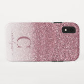 シックガーリー赤面ピンクグリッターモノグラグラデーションム Case-Mate iPhoneケース (裏面(横))