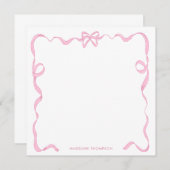 シックガーリー赤面ピンクボウリボン枠 ノートカード (正面/裏面)