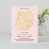 シックガーリー赤面ピンク金ゴールドカクテル書道 箔招待状 (立ち正面)