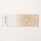 シックガーリー金ゴールドグラデーショングリッター大理石モノグラムの ヨガマット (正面(横))