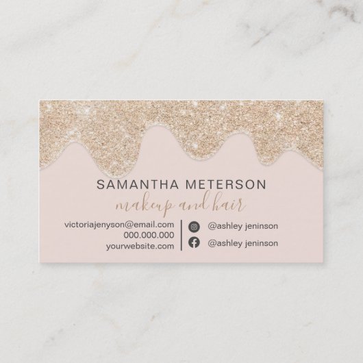 シックガーリー金ゴールドグリッタードリップス赤面ピンク化粧 ロイヤリティカード (裏面)