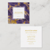 *~*シックガーリー金ゴールドパープルマーブルヘアメイクアップ スクエア名刺 (正面/裏面)