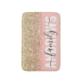 シックガーリー金ゴールド紙吹雪ピンク勾配モノグラム バスマット (正面縦)