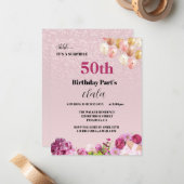 シックガーリー50thサプライズ誕生日パーティーへの招待 ノートカード (正面/裏面インサイチュ)