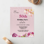 シックガーリー50thサプライズ誕生日パーティーへの招待 ノートカード (正面/裏面インサイチュ)