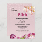 シックガーリー50thサプライズ誕生日パーティーへの招待 ノートカード (正面/裏面)