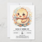 シックガールダック誕生日 招待状 (正面)