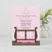シックガールピンク子供部屋デコーベビーシャワー招待状 招待状 (スタンド正面)