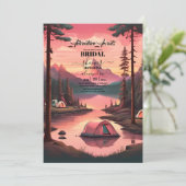 シックキャンピングウォーターカラーパインフォレストブライダルシャワー 招待状 (スタンド正面)