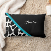 シックキリンプリントアクアストライプブルー名 ランバークッション (ブランケット)