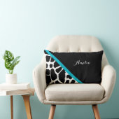 シックキリンプリントアクアストライプブルー名 ランバークッション (椅子)